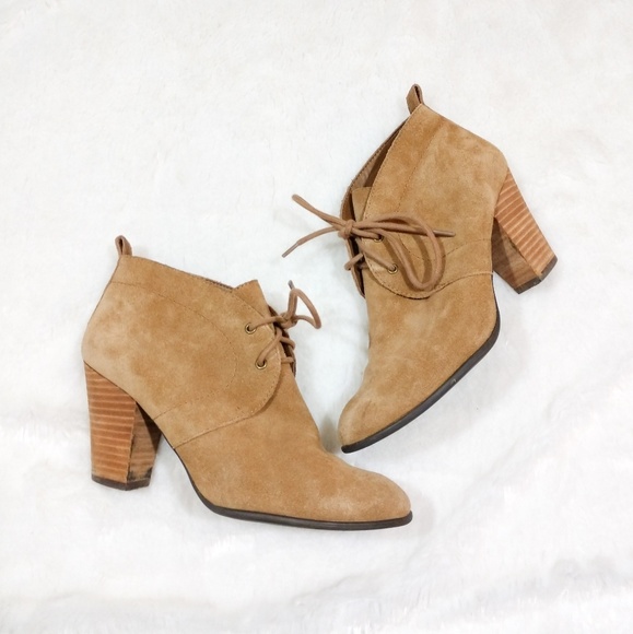 Lucky Brand Shoes - Lucky Brand Tan Suede Stack Heel Ankle Booties
